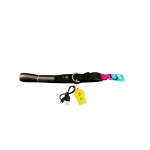 Play On! Safety LED Dog Collar‎ Large Black New USB Rechargeable Reflective